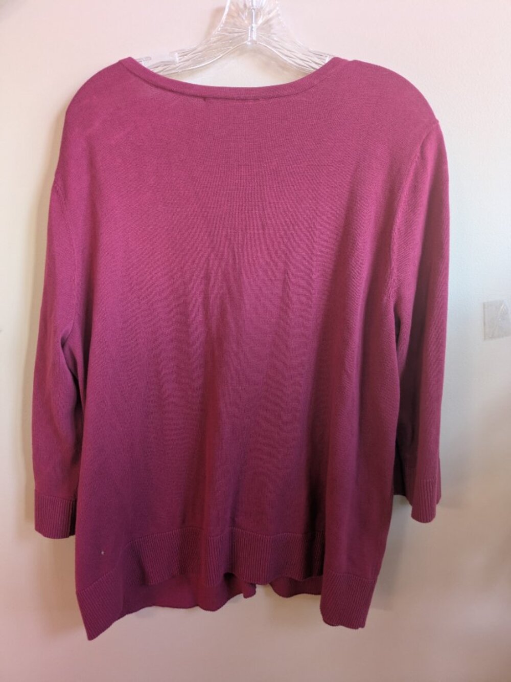 Christopher & banks women's 1X cotton button up cardigan burgundy ruffles #856 - Picture 6 of 7